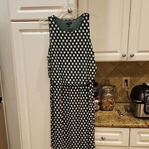 Ann Taylor Black and White Polka Dot Midi Dress